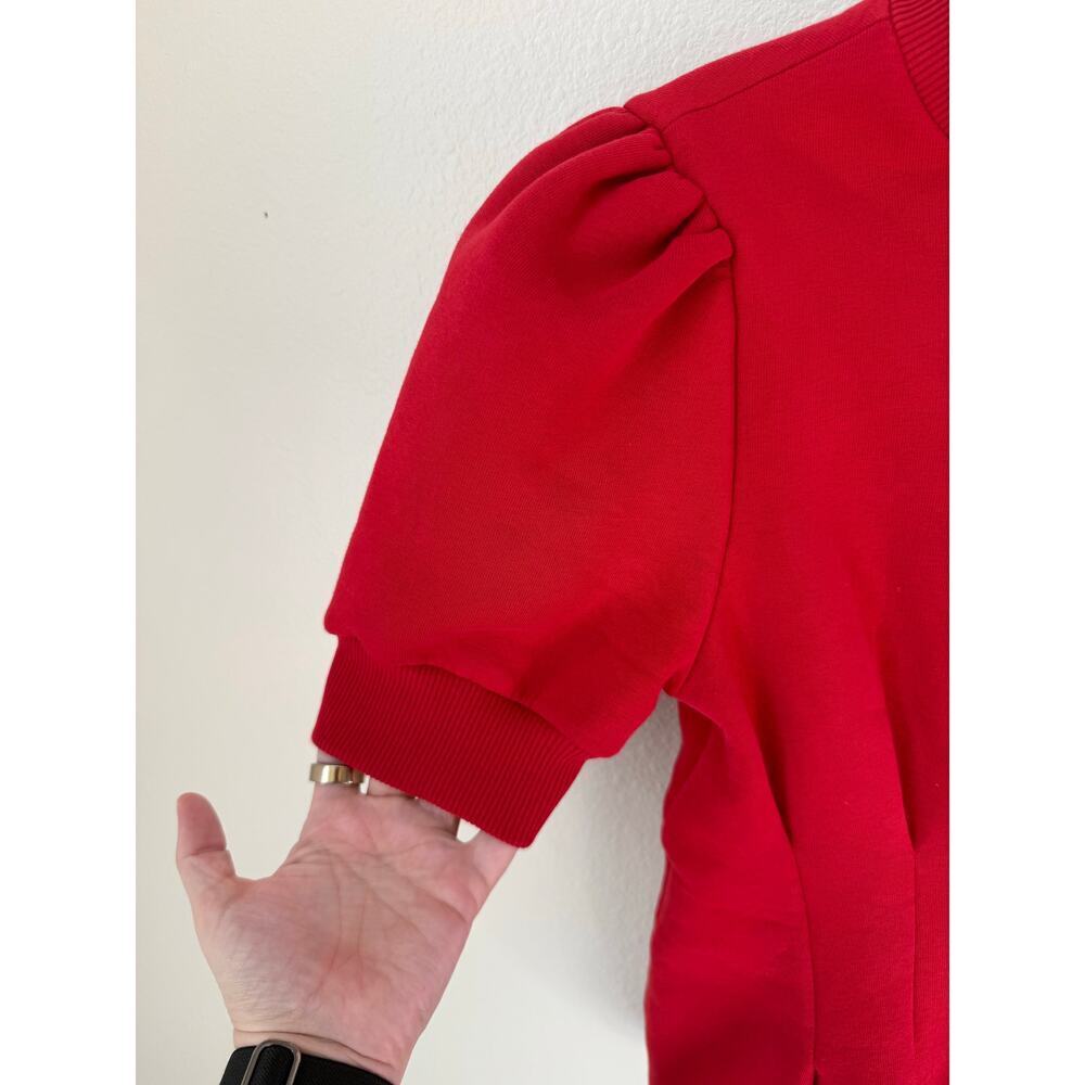 Anthropologie Maeve Puff Sleeve Pleated Waist Peplum Top Red Size XS - Picture 8 of 8
